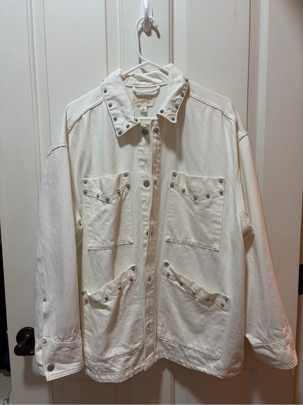 Universal Thread White Stud-Trim Jean Jacket